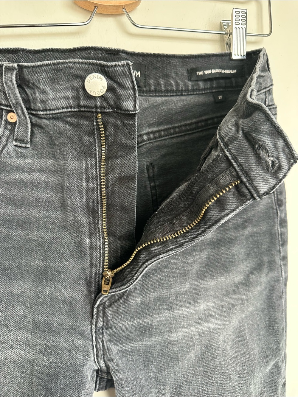 Denim Forum ($128) 80s Bardot High Rise Slim Jeans Black Liquorice Vintage Sz 27 - Picture 13 of 16